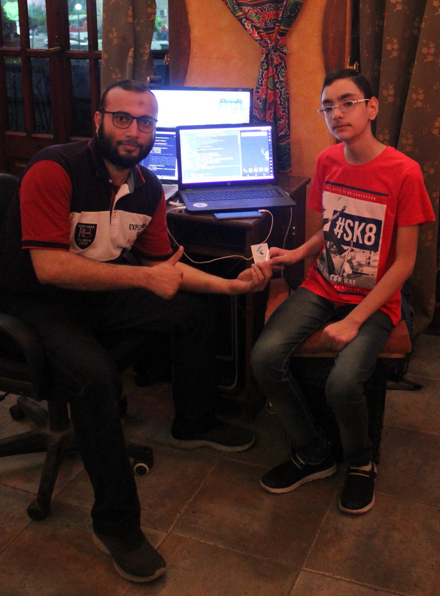FlutterEgypt's tweet image. With Karim 13y,  the youngest @flutterio  Developer and #FlutterEgypt team member, he made 3 flutter apps tell now!