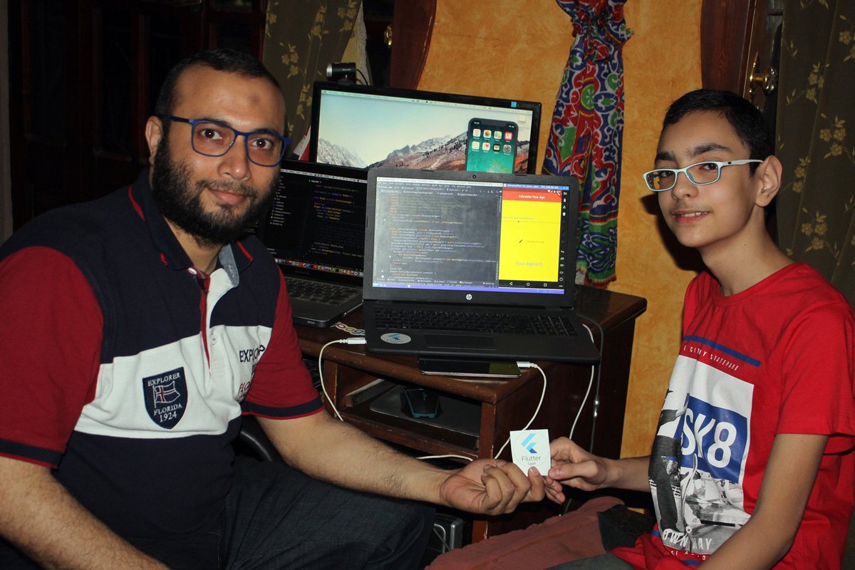 FlutterEgypt's tweet image. With Karim 13y,  the youngest @flutterio  Developer and #FlutterEgypt team member, he made 3 flutter apps tell now!