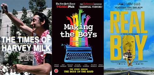 three movie posters of LGBTQIA centered cinema