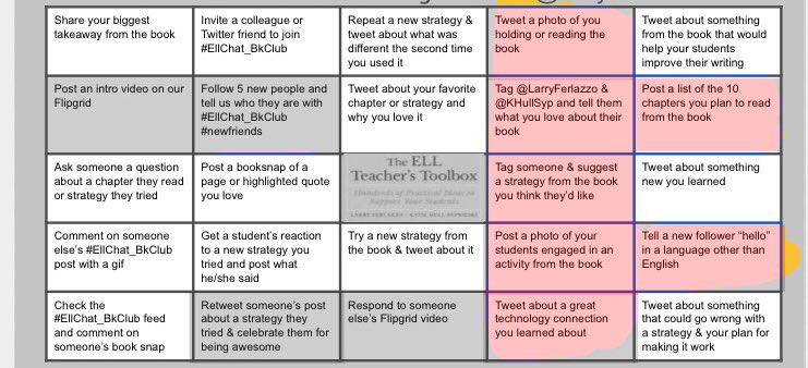 MCG828's tweet photo. ELL Teacher's Toolbox Bingo Board) I never did quite get the hang of navigating this on Google Docs but I still enjoyed getting BINGO! I just had to get creative with my photo! #Ellchat_bkclub 11.0 #ELLteacherstoolbox
@TanyaFranca2 https://t.co/bPfgfb6fjG