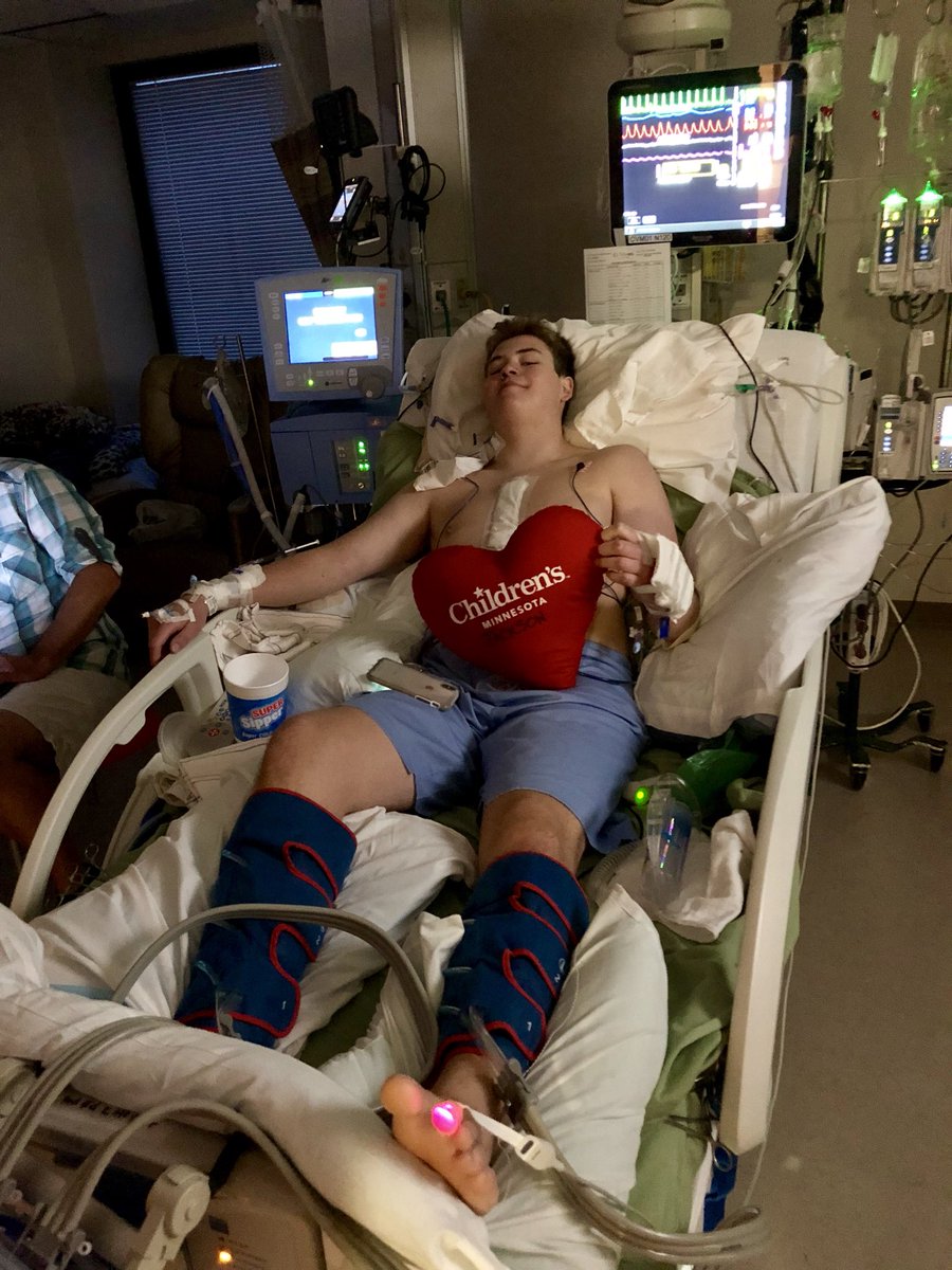 RuggersJohn's tweet photo. My son today 24 hrs after open heart surgery.  Walked 4 times today, had his IV’s removed, ate chicken nuggets, cheeseburger and 2 Jamba Juices.  And SMILED!!! Long road ahead but this dad is proud! Almost ready for those oars 🚣🏽‍♀️🚣🏽‍♀️🚣🏽‍♀️❤️❤️❤️👍🏼 https://t.co/GcMHmkLeYl
