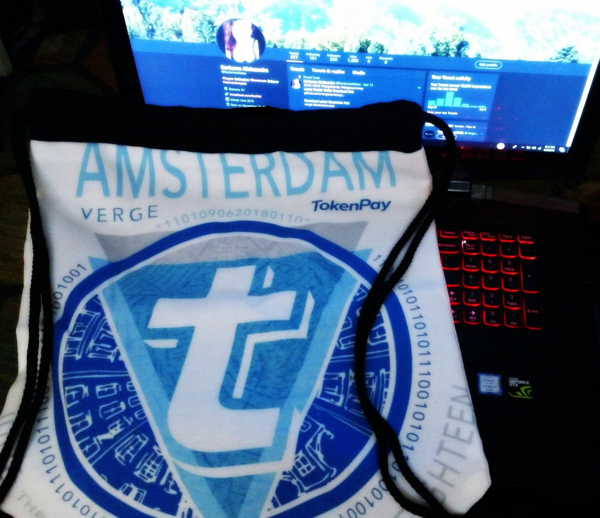 KoriannaAleksa's tweet photo. $xvg #xvg $tpay #TokenPay 
Got my drawstring bag today!! Very nice quality and bigger than I thought it would be! https://t.co/8ilJPZn1wz