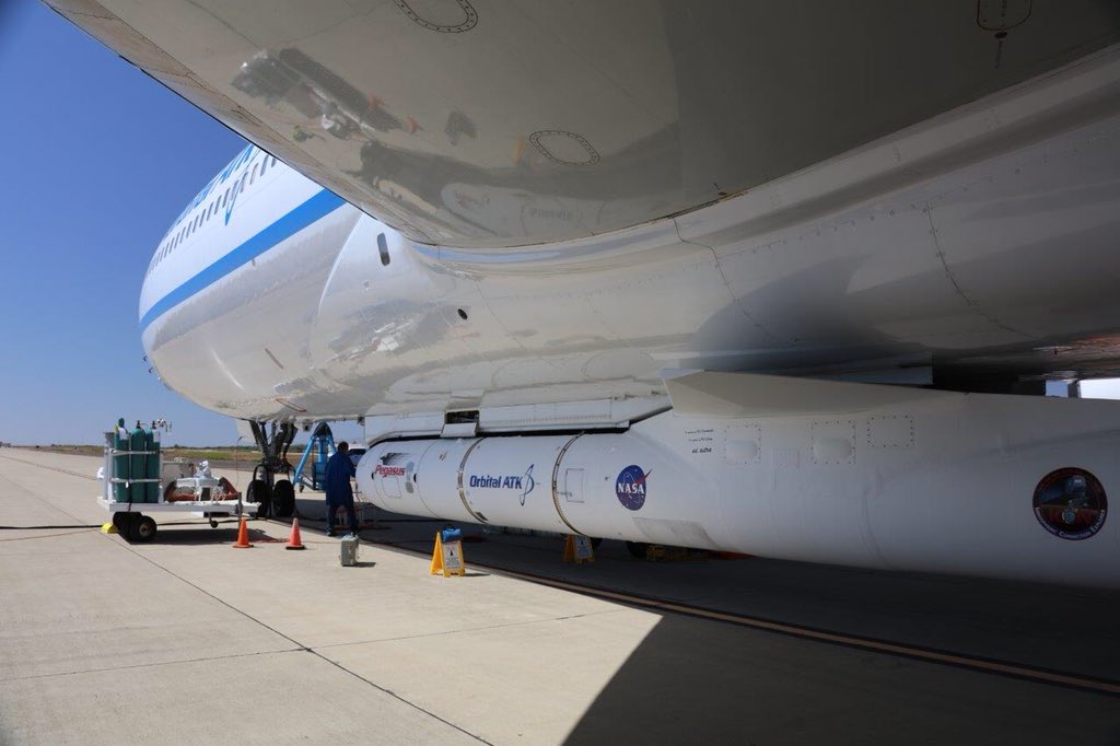 OrbitalATK's tweet photo. Operations are rolling in VAFB as our crew moved and mated the #Pegasus rocket to the #Stargazer #L1011 airplane in preps for a June 14 Launch of #NASAICON. Stay tuned to @NASA_LSP for live launch coverage! https://t.co/rK1sOxIGvm