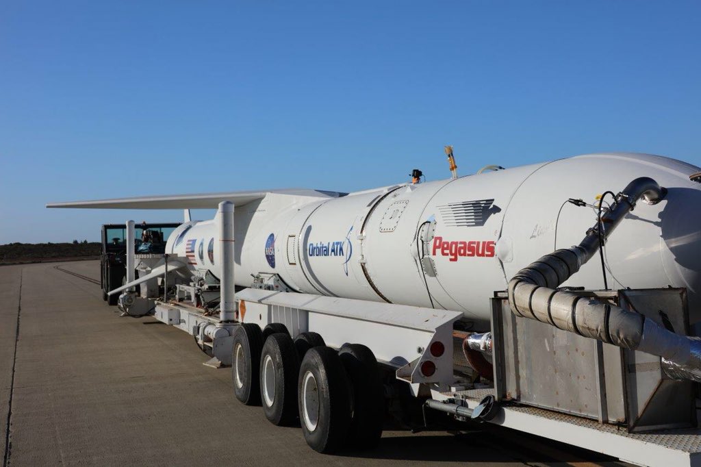 OrbitalATK's tweet photo. Operations are rolling in VAFB as our crew moved and mated the #Pegasus rocket to the #Stargazer #L1011 airplane in preps for a June 14 Launch of #NASAICON. Stay tuned to @NASA_LSP for live launch coverage! https://t.co/rK1sOxIGvm