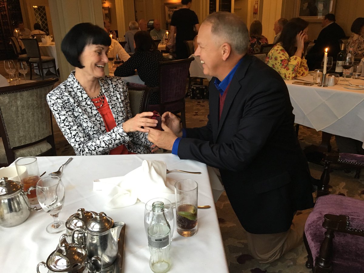WilsonBilly's tweet photo. Celebrated our 40th wedding anniversary in Ireland last night. I got on my knee to give Lisa a special ring on this “ruby” anniversary. The entire restaurant applauded!! Happy anniversary to a wife of noble character who’s worth more than rubies! Proverbs 31:10 https://t.co/mr9jhluFM5