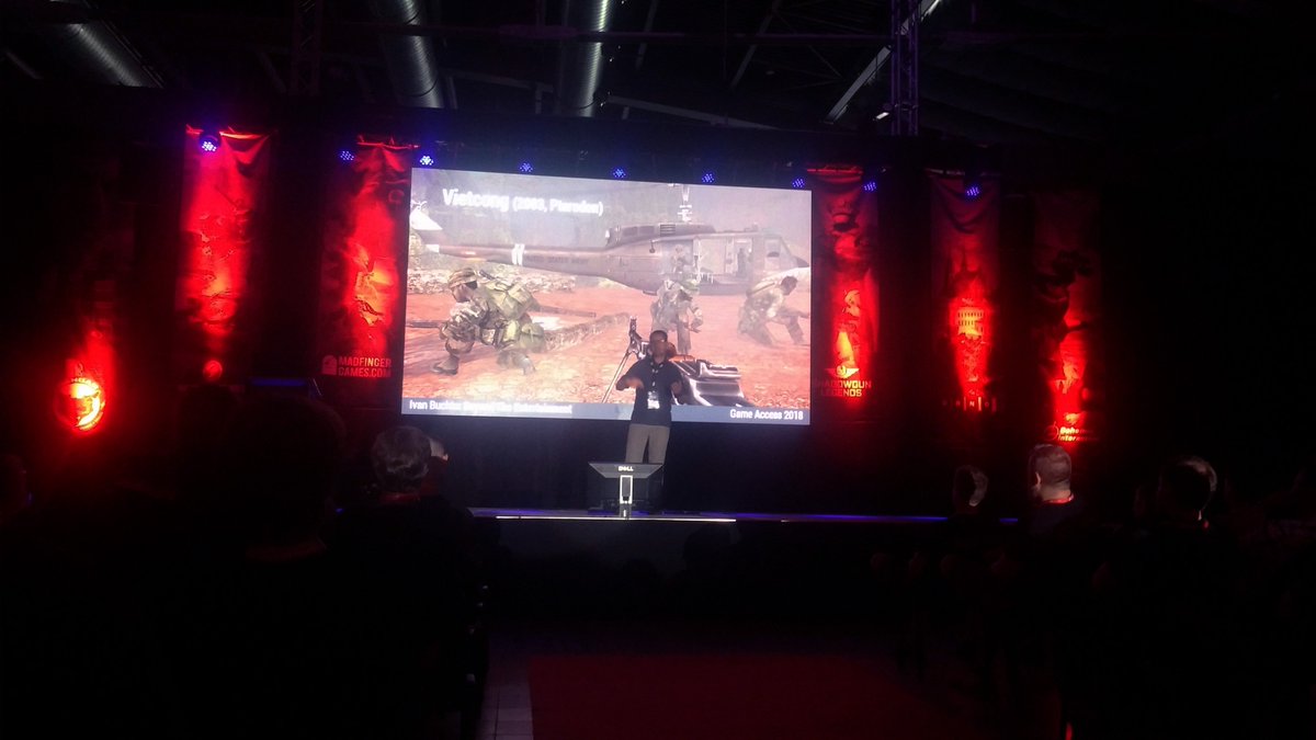 defwen's tweet photo. 2003? Nope, it's #GameAccess18 and Vietcong is on stage. Some games simply cannot be forgotten. https://t.co/gafJPKnUe9