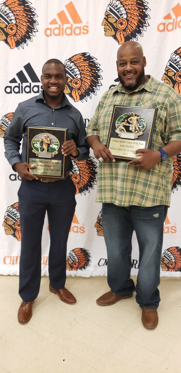 coachdre3's tweet photo. It was an honor winning Female Sports Coach of the Year at Miami Carol City 2018 All-Sports Athletic Banquet. It was a pleasure sharing this same recognition with my Head Coach Benedict Hyppolite tonight. Thank You All! CHIEF PRIDE #JOINTHETRIBE #ZUUNATION https://t.co/savLiTBqIN