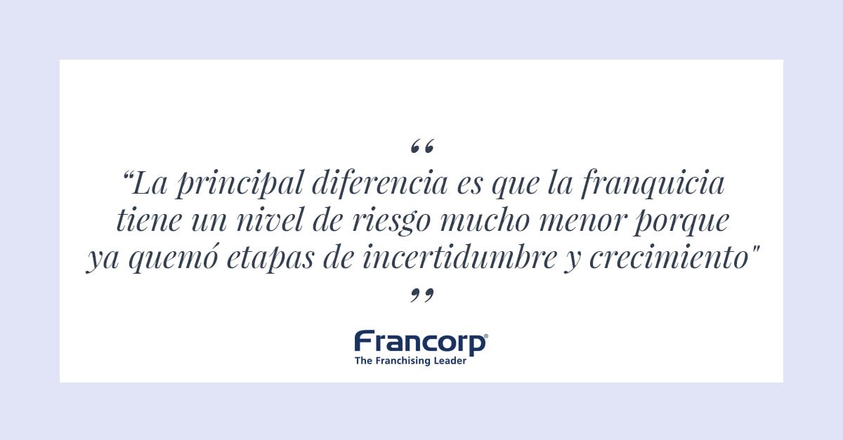 francorpca's tweet photo. “La principal diferencia es que la franquicia tiene un nivel de riesgo mucho menor porque ya quemó etapas de incertidumbre y crecimiento" https://t.co/81396HAGaF