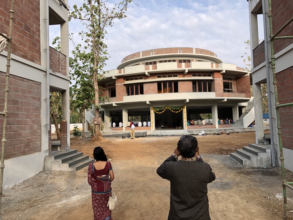 GEArchitecture's tweet photo. Proud of team #GreenEvolution and what they have designed and Built! #TheSchoolKFI inauguration puja! Surreal campus. Special thanks to all the contractors, masons and workers who made this project a reality in record time. #GreenSchool #SustainableSchool #SearchBeginsHere https://t.co/p11FWbhOWc