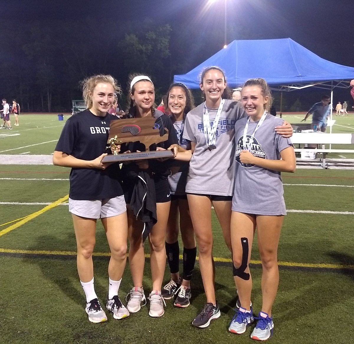 Bromfield girls took 2nd overall at the MIAA All State meet!! Chloe  1st in the 100 and 200, Sam 3rd in the HJ and the 4x400 (Sam, Claire, Tess,  Chloe) took 2nd! Claire and Anya both had great races in their hurdle events as well! (Yes some of them are a little emotional)