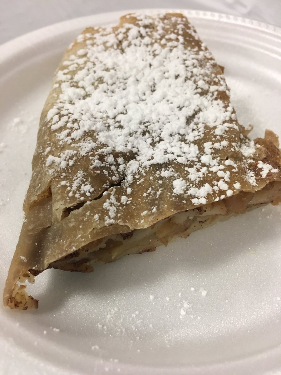 tamarasentes's tweet photo. Last dish of 2018 #MosaicYQR is #strudel from the Austrian Pavilion! Had a great 3 days eating my way through Mosaic. Now to put on some stretch pants and go into a food coma. Until next year! @ZarqaNawazCBC https://t.co/rZkYx2Ocuy
