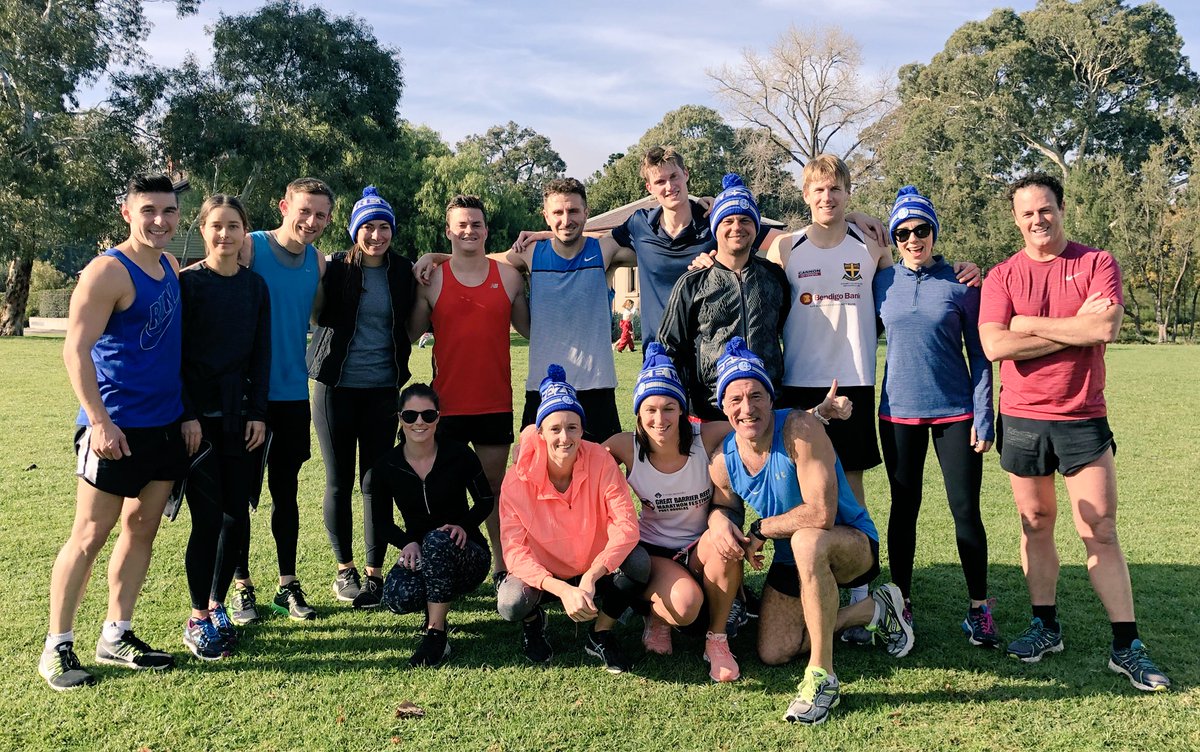 KeepPunchin's tweet photo. The #FreezeMND4 #SundayRunday Crew! Have you purchased your beanie yet? 
Terrific numbers when the two tribes come together for a great cause! 
Well done everyone!
Good to see some oldies return &amp; newbies continuing! 
#chillybilly #thetan #fartlek #run #twolaps #nomascots https://t.co/dchvw9XdJA