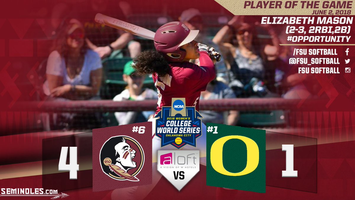 FSU_Softball's tweet photo. NOLES PLUCK THE DUCKS!!! #OPPORTUNITY #IDK #WCWS https://t.co/XuVuH29Jvl