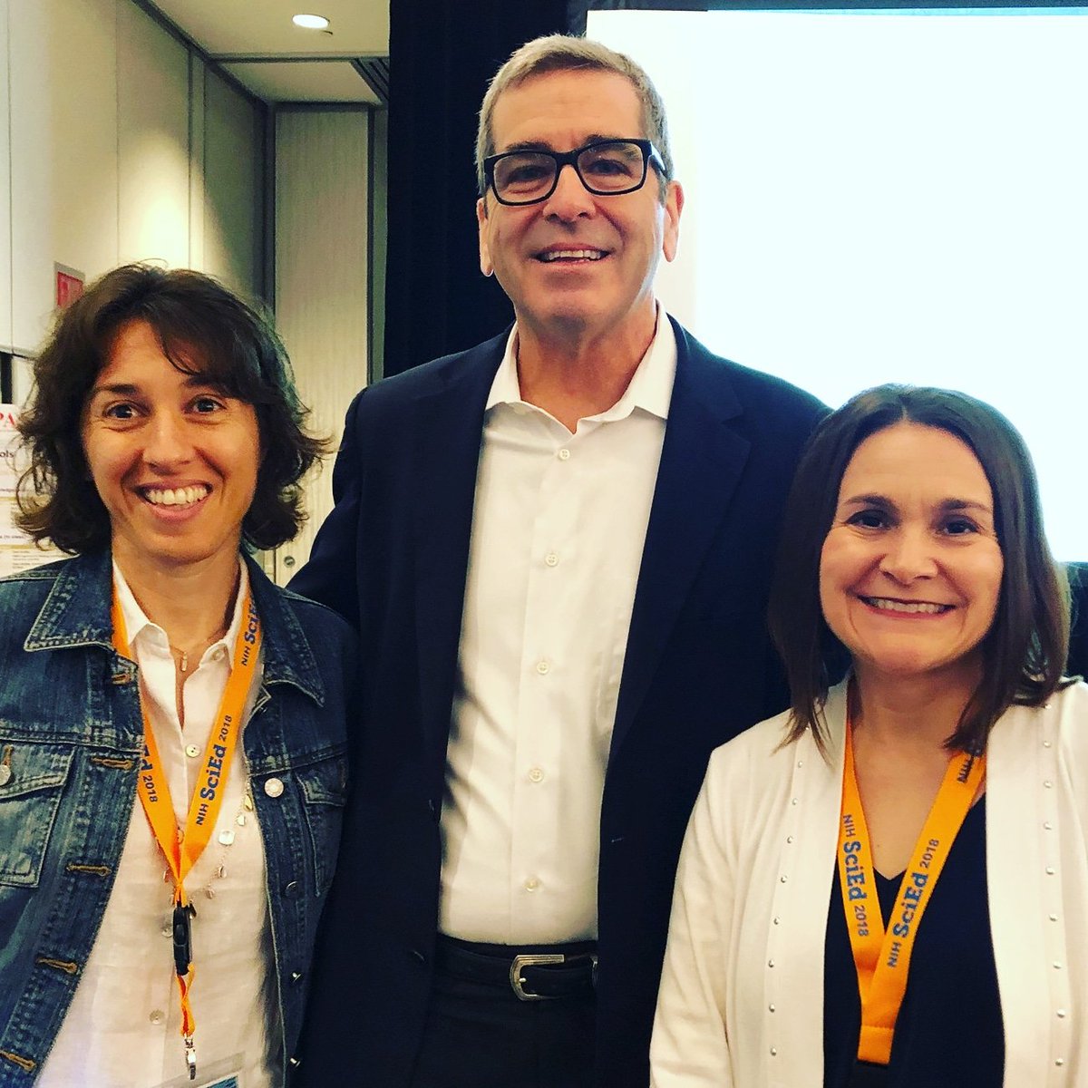 health_io_hands's tweet photo. Stephanie Elder, science specialist from Flint district and Idit Adler, lead curriculum developer from Michigan State University, with @milesobrien after a wonderful keynote about science @NIHSEPA annual conference in Washington DC.  #msu #create4stem #ngss #flint #diabetes https://t.co/Dfnirw0TtS