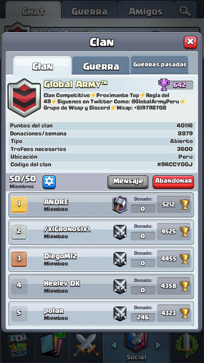 GlobalArmyPeru's tweet photo. Vamos gente a por el Top!  Unanse gente , Buscamos jugadores coemptitivos gracias. https://t.co/K00HA5tc3Q
