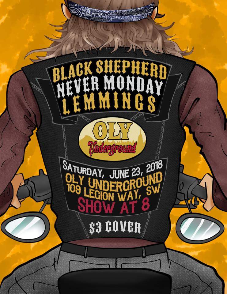 NeverMondayBand's tweet photo. Come see us perform with Black Shepherd and the Lemmings at Oly Underground on the 23rd! #nevermonday #bluesrock #jam #olympia https://t.co/NZOChCnRe8