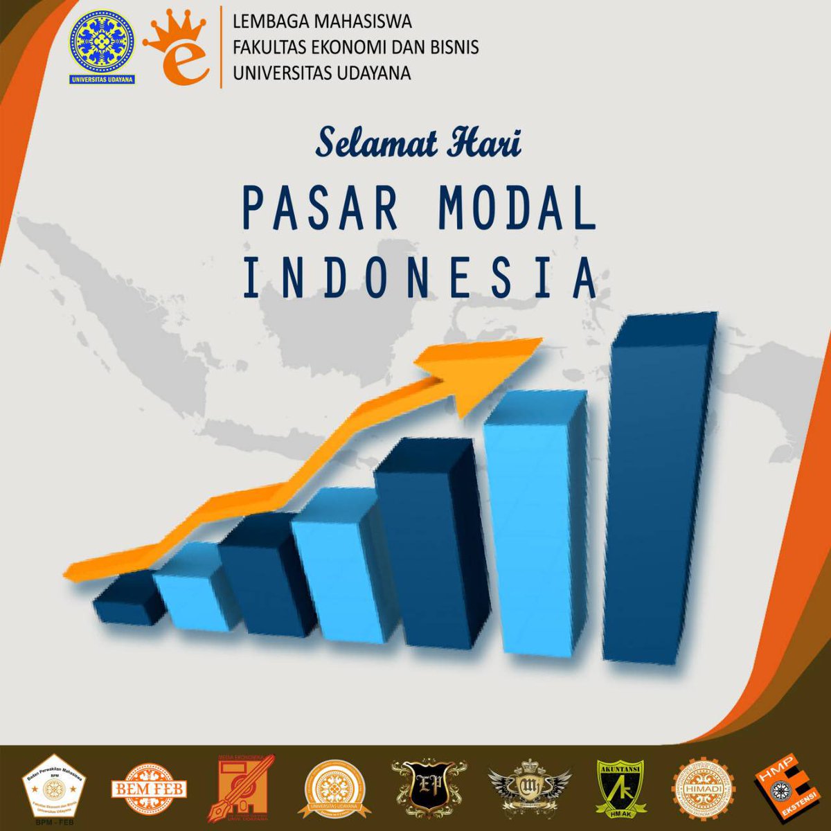 Lembaga Mahasiswa Fakultas Ekonomi Dan Bisnis Universitas Udayana mengucapkan Selamat Hari Pasar Modal Indonesia, mari kita mengenali pasar modal dan mulai berinvestasi untuk masa depan lebih baik 🙌💹