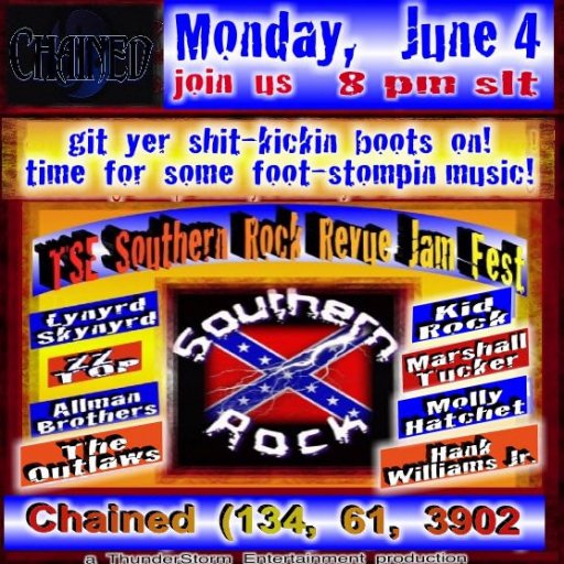 chained2017's tweet photo. GIT YER FOOT STOMPIN BOOTS ON!
★Ѡℍ∈R∈: CHAINED ★Ѡℍ∈ℕ: MONDAY, JUNE 4 ★TIME: 8 PM. SLT
https://t.co/kxWt1jxOlz #SLCLUBS #SLEvents #SLBDSM #SecondLifePlace #Secondnightlife #EventConnection ~SL #Rock #edm #club #party #music #SLstreaming https://t.co/5jRsPpUOeQ