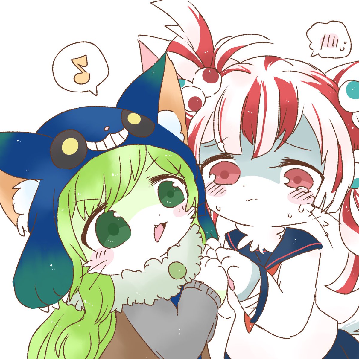 リンゴ雨 狼ゲームのリツちゃんとチエちゃん擬獣化 チエリツ増えて T Co Ut0crpaaqr Twitter