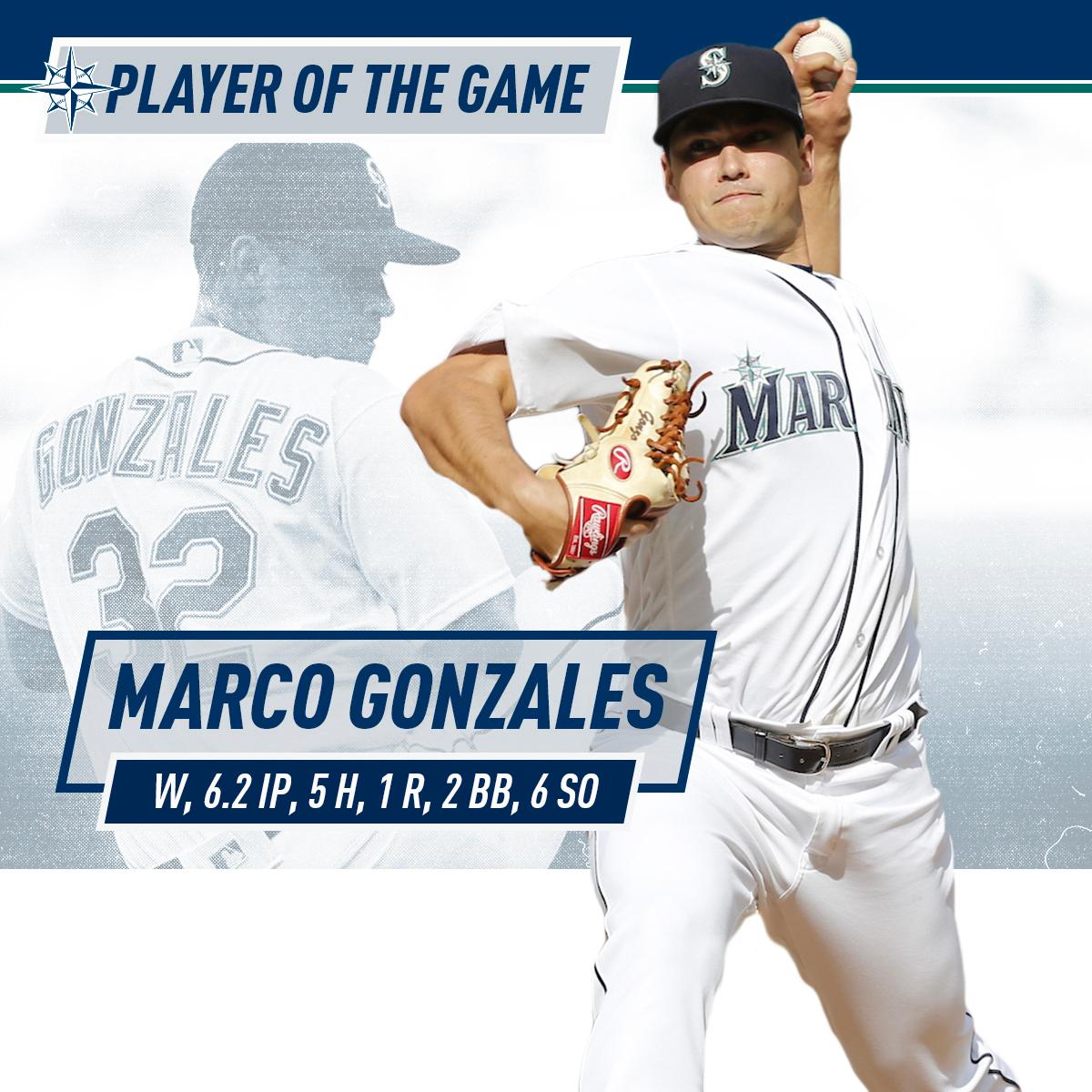 Mariners's tweet photo. Marco spins another gem—and earns #MarinersPOG—as the Mariners tie things up atop the West.

RECAP: https://t.co/FvGmuUniZ9 https://t.co/yr9IkrOBwb