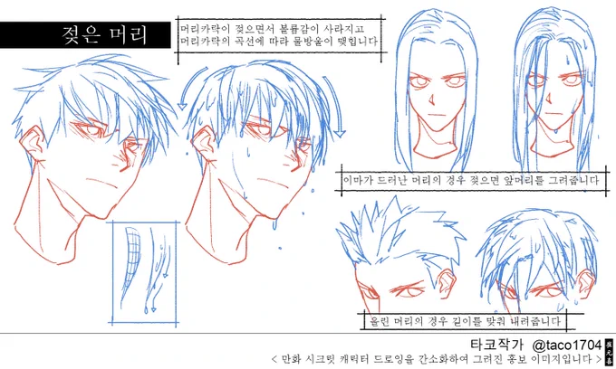젖은 머리 그리기 