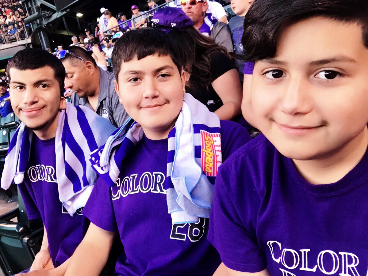 MikeandJes's tweet photo. Because...Rockies Game and a Picture with Dinger is a must!!!!! Too bad they didn’t win 💜⚾️💜⚾️💜⚾️💜⚾️💜⚾️💜⚾️💜@Rockies #dinger #coloradorockies #Rockies #alwaysafan #ilovethecoloradorockies #Denver #familytime #lovemyboys #baseballfans 💜⚾️ https://t.co/E8bUKJlMh8