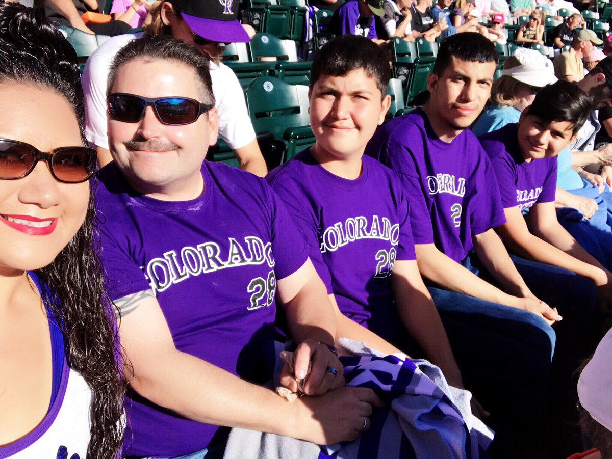MikeandJes's tweet photo. Because...Rockies Game and a Picture with Dinger is a must!!!!! Too bad they didn’t win 💜⚾️💜⚾️💜⚾️💜⚾️💜⚾️💜⚾️💜@Rockies #dinger #coloradorockies #Rockies #alwaysafan #ilovethecoloradorockies #Denver #familytime #lovemyboys #baseballfans 💜⚾️ https://t.co/E8bUKJlMh8