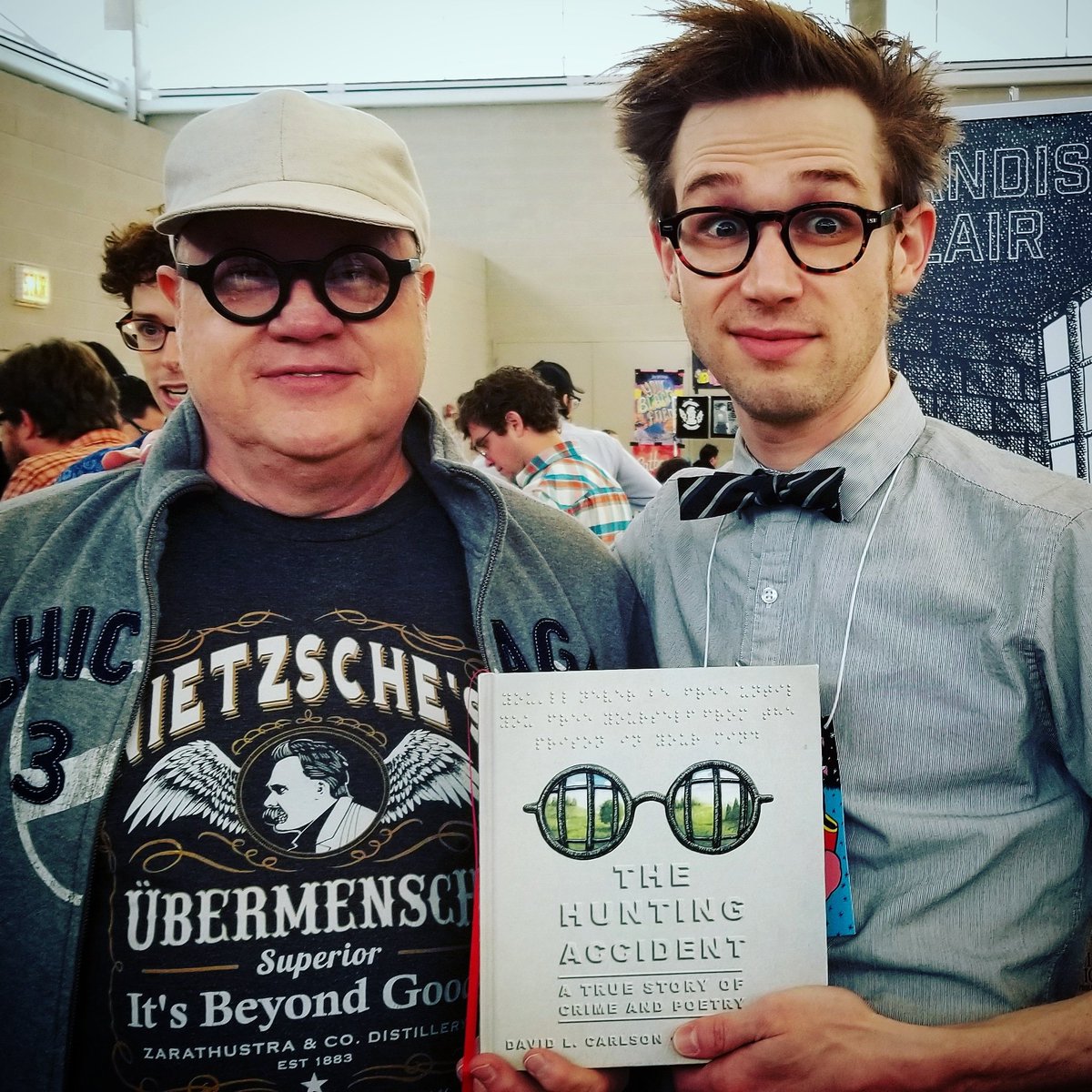 BetsyRubin's tweet photo. Good thing I brought my copy of #TheHuntingAccident to @CAKEchicago bc BOTH artist @landisblair + author David L Carlson @mrmetanarrative were there and signed my book! https://t.co/GRx8X8Fw9E