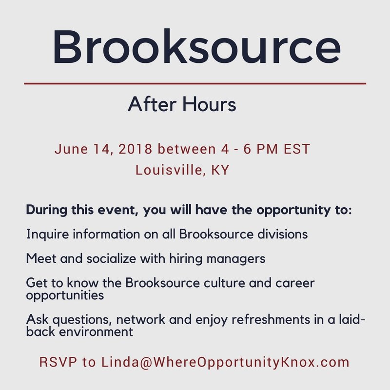 WhereOppKnox's tweet image. Don&apos;t miss out on the great opportunity to network, learn about recruiting and how to best use it to your advantage in advancing your career. Register today at buff.ly/2qGhQM0 @Brooksource_LOU #LouisvilleJobs #Brooksource #HireaSoldier #HireVeterans #MilitaryTransition