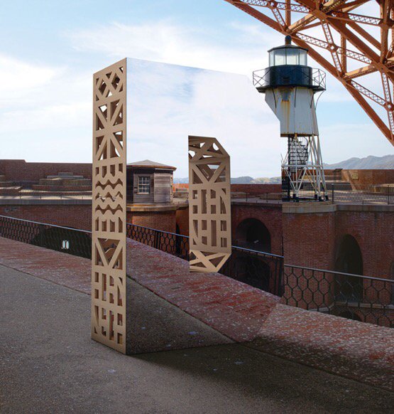 DesignApplause's tweet image. mt @ShowTrialStudio character – giant mirror letters for #SanFranciscoDesignWeek 2015 campaign @DesignMuseum #microtomassive #FontSunday