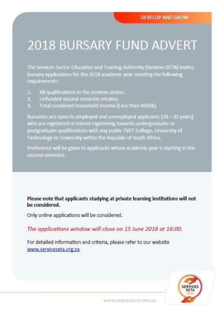 NthabisengPatji's tweet photo. Bursary

Please RT to save a life 
Closing date 15 June 2018 https://t.co/jaOdiFh9sH