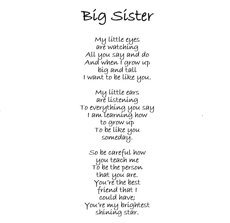 to my big sister poems