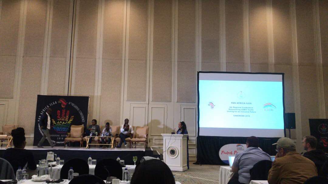AMSHeRorg's tweet photo. #AMSHeR Member Capacity Strengthening Manager, Jean Eric Nkurikiye speaks at a plenary @PanAfricaILGA in Gaborone, Botswana. #YouthInclusion #PAIcon2018 https://t.co/iUYe13RwbI