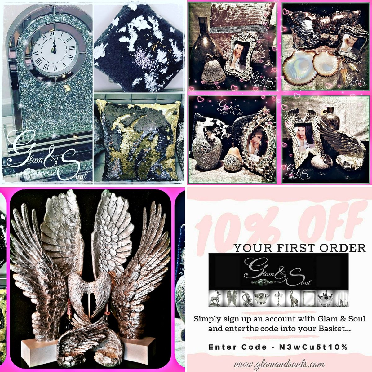 GlamAndSoul's tweet photo. #sundaysales #shoppingonline #GlamAndSouls #getitnow 
🥂
Gorgeous Handcrafted Home Accessories &amp; Giftware from Glam&amp;Soul UK
https://t.co/XXIAfBXWMJ 
FREE Delivery to UK 
🥂
#interior #decor #style #class #elegence #handcrafted #gorgeous #glam #giftset #homedecor #freedeliveryuk https://t.co/PF7bwxFQ07