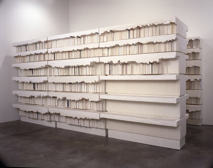 womensart1's tweet photo. UK sculptor and installation artist Rachel Whiteread, Untitled (Paperbacks),1997 created by casting the negative space of library shelves #womensart https://t.co/zXgxJZa6oM