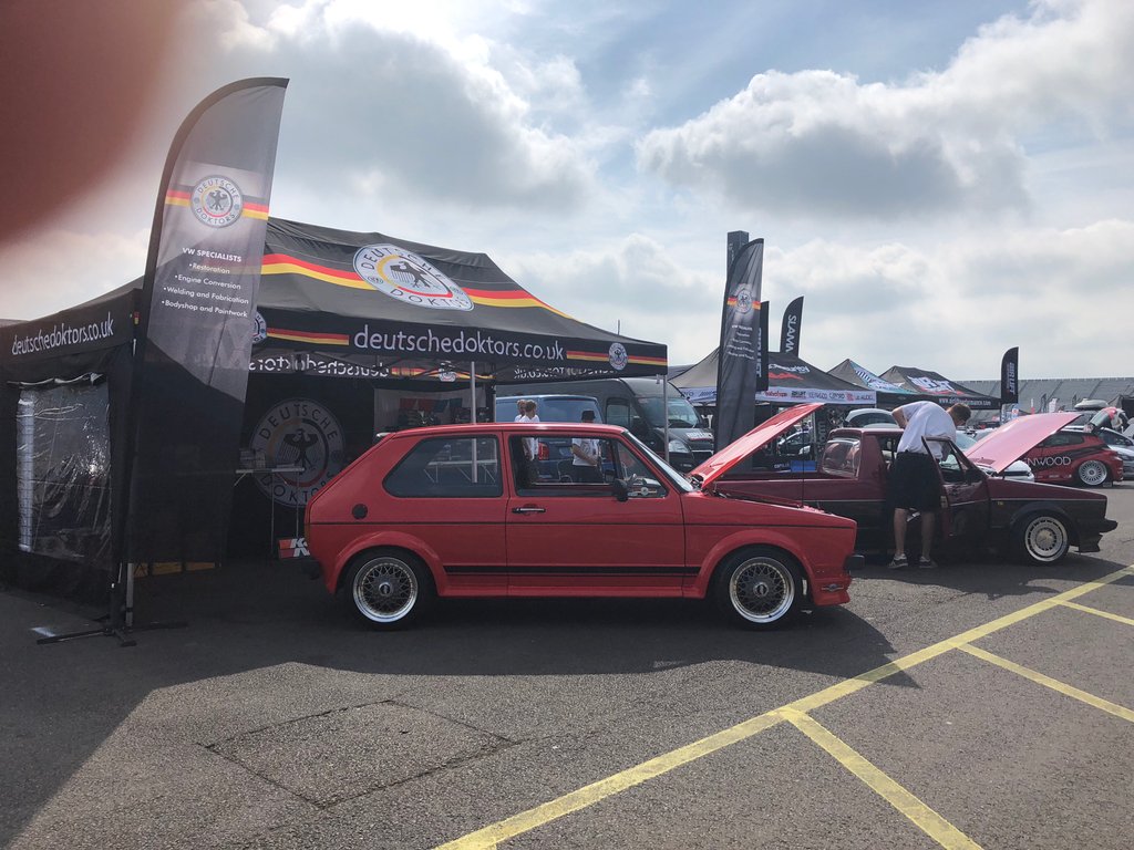 GtiInters's tweet photo. @deutschedoktors mk1 looking good in the sunshine #gtiinternational #inters2018 #carshow #racetrack #showandshine #tuning #vwgolfmk1 https://t.co/CCzxxcGJLn