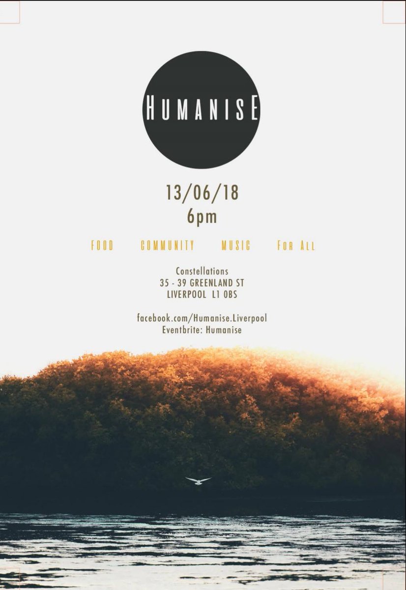 HUMANISE - an evening of food, conversation &amp; collaboration in #Liverpool 13th of June, 6pm. Tickets are FREE &amp; available here: goo.gl/6K69NU  <a href="/GoodNewsLpool/">Good News Liverpool</a> <a href="/DClinPsyLiv/">DClinPsych Liverpool</a> <a href="/IndpndtLiv/">IndependentLiverpool</a>