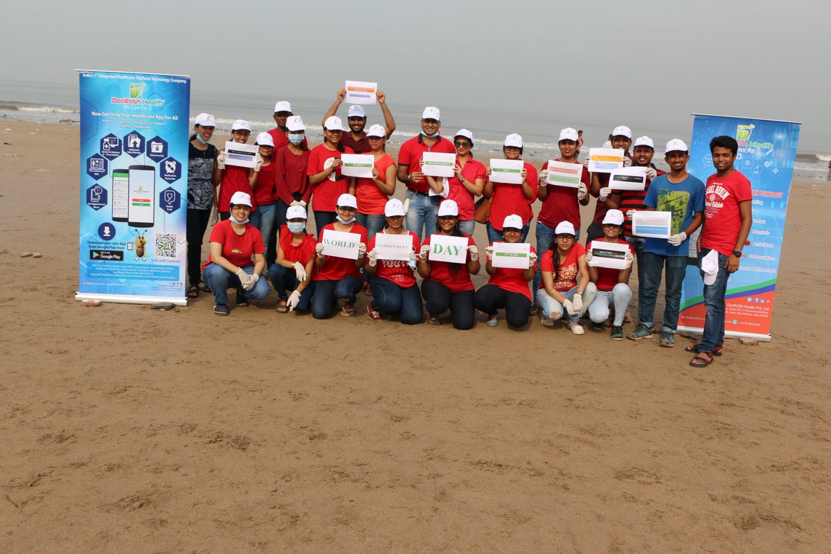DocRoShHealth's tweet photo. Beach Clean Up Drive
Glimpses from Today's Event 
#BeachCleanUpDrive #JuhuSilverBeach #World_environment_day #Clean_beach #Clean_city #Clean_earth #Healthy_life #UN_environment #Beat_plastic_pollution #Plastic_is_drastic #say_no_to_plastic #SwatchAbhiyan https://t.co/9HlJeXW9Rx