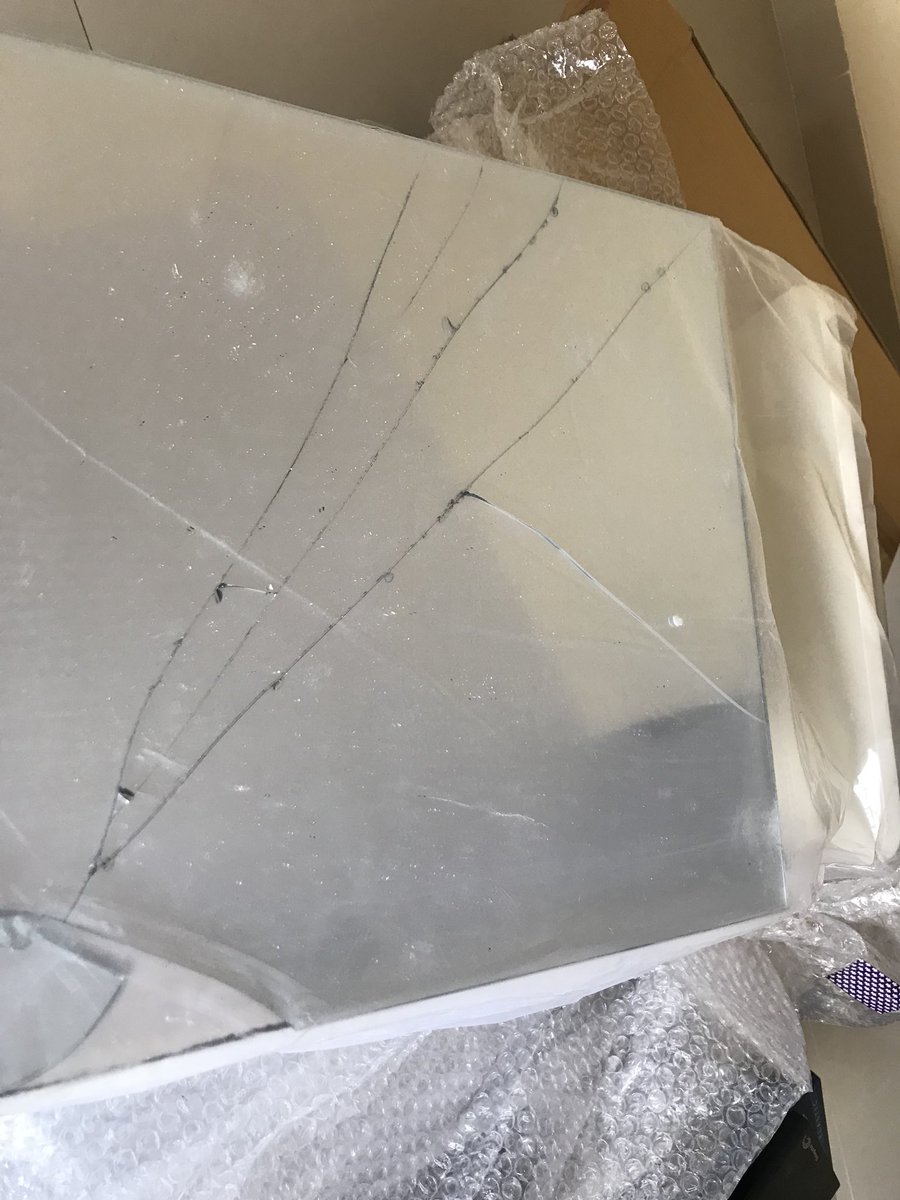 OufiRoarful's tweet photo. Bathroom cabinet delivered by @Pepperfry - glass shattered! @Pepperfry not taking responsibility for their crap product sale. No refund. No replacement. As out of their “7 day” return replacement policy. @Consumer2Court @UfterYou #consumerharassment https://t.co/b2fuAhbnMU