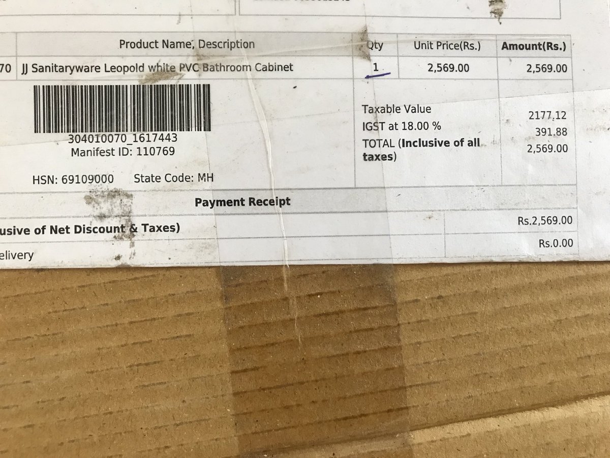 OufiRoarful's tweet photo. Bathroom cabinet delivered by @Pepperfry - glass shattered! @Pepperfry not taking responsibility for their crap product sale. No refund. No replacement. As out of their “7 day” return replacement policy. @Consumer2Court @UfterYou #consumerharassment https://t.co/b2fuAhbnMU