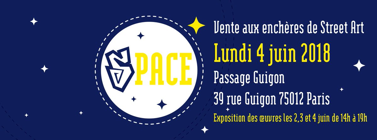 ONG_PPA's tweet image. Exposition des oeuvres de la vente aux enchères de street-art 'S-Pace' aujourd'hui et demain de 14H00 à 19H00 - Passage Guigon - 39 rue de Charenton - 75012 Paris.

Vente lundi 4 juin à 20H00 - Même adresse

Plus d'infos : s-pacevae.com