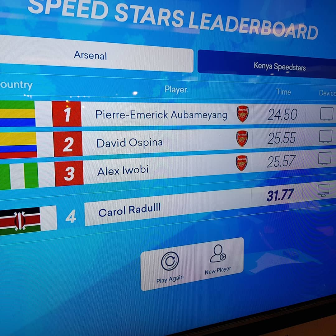 CarolRadull's tweet photo. With my mboyz! Still trying to beat them at #WorldRemit #Speedstars at Junction Mall. Come down for the @WorldRemit experience and you could win an autographed @Arsenal jersey and ball #GameWithUs #KickItWithUs #DTB https://t.co/cPIIvytPpQ
