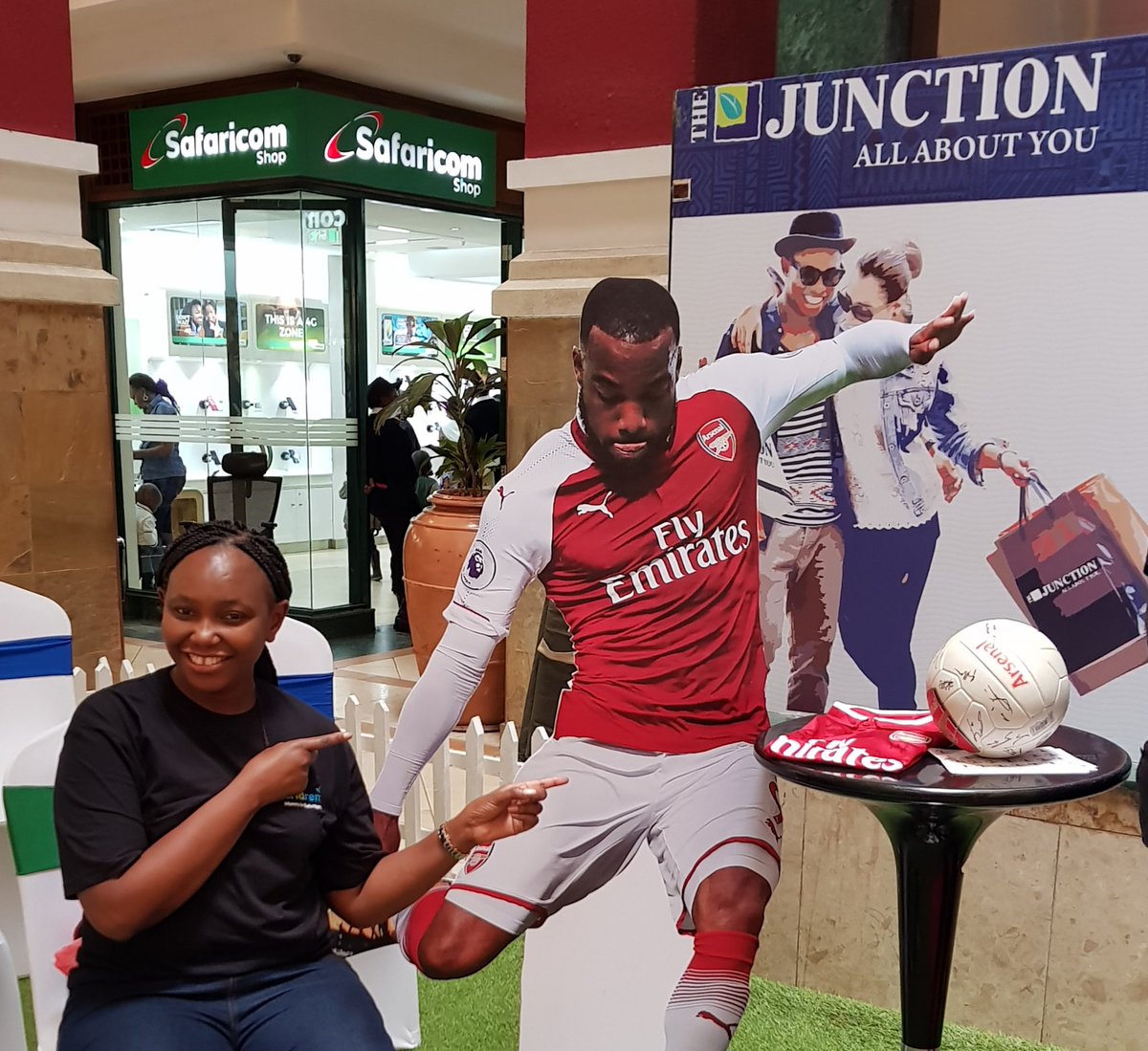 CarolRadull's tweet photo. With my mboyz! Still trying to beat them at #WorldRemit #Speedstars at Junction Mall. Come down for the @WorldRemit experience and you could win an autographed @Arsenal jersey and ball #GameWithUs #KickItWithUs #DTB https://t.co/cPIIvytPpQ