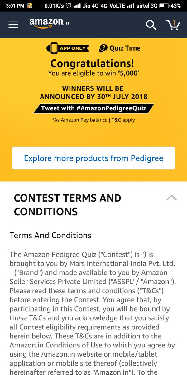 MuttuS13's tweet photo. #AmazonPedigreeQuiz https://t.co/FAhLqNcQJK