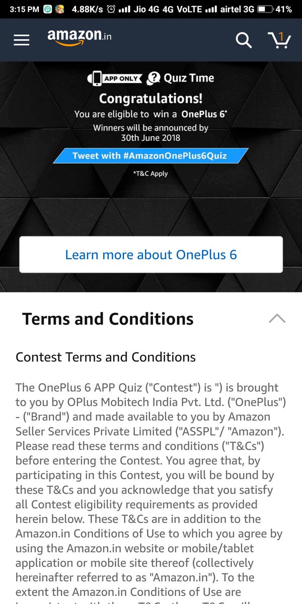 MuttuS13's tweet photo. #AmazonOnePlus6Quiz https://t.co/fJCq5ecHIc