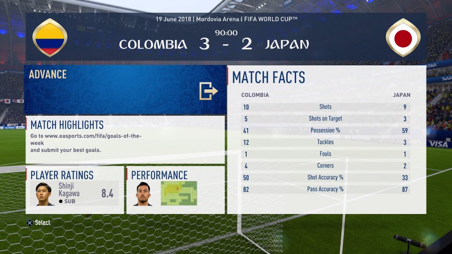 Fifa18のワールドカップアップデート日本代表プレー記録 フットボールカルチャー24
