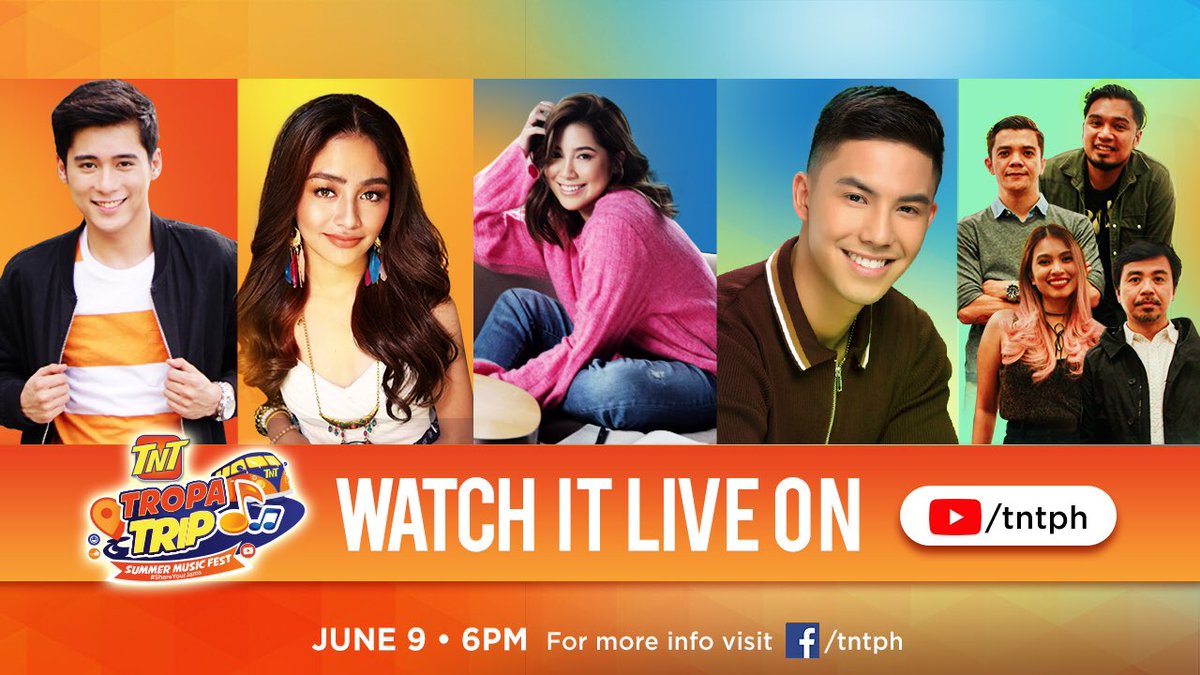 tntph's tweet photo. We can’t wait para sa Tropa Trip Summer Music Fest natin on Saturday, June 9! #ShareYourJams kasama ang mga Ka-tropa natin online at https://t.co/HNN4lJHN6u! 

See you online next weekend mga Ka-tropa! https://t.co/mUisAhpx3y