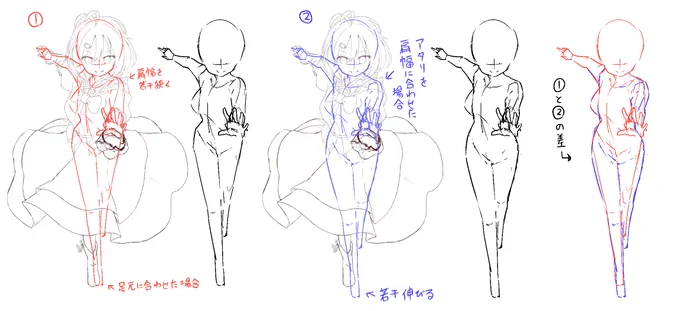 @yuki_719_ 本日の受け付けは終了いたし(ウワ-ナニヲスルダー
顔がスッキリして大人っぽくなってますね(・∀・)
構図的には問題ないしこのままでも十分良いと思うので、あとはお好みで細かな調整ですかね?
&肩幅の広さで身長が変わる感じ(この顔だと②の方が合ってそう?) 
