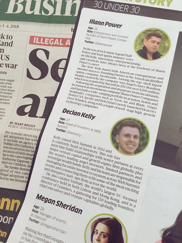 Thanks to <a href="/sundaybusiness/">Fred</a> for the feature on their list of 30 under 30 in Irish tech. Delighted to be included!