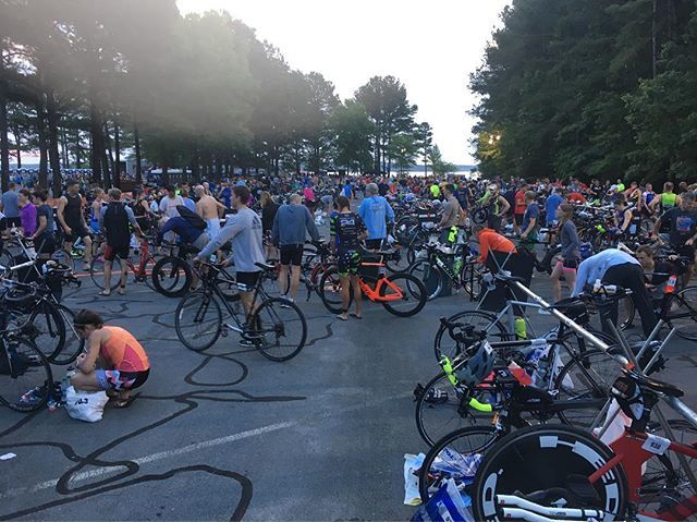 pconstantian's tweet photo. Here we go! I’ve just left my bike with everything I’ll need for the 56 mile ride into downtown Raleigh. Swim starts in about an hour. Follow me on the Ironman Tracker App! #raleigh70.3 #halfironman https://t.co/EDqOMtnTfo https://t.co/Q2Sas8YFqV